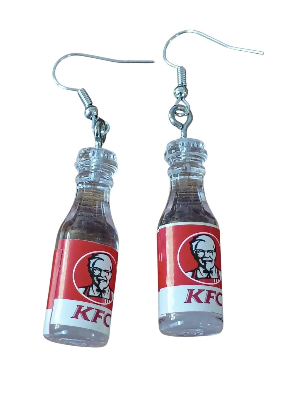 Fashion Jewelry Red Bottle Novelty Earrings - Clear Bottle Charm